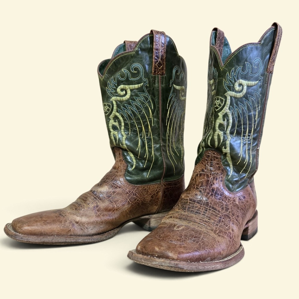 Ariat Mesteno Western Boot Men's Size 13C Adobe Clay Neon Lime Square Toe Cowboy